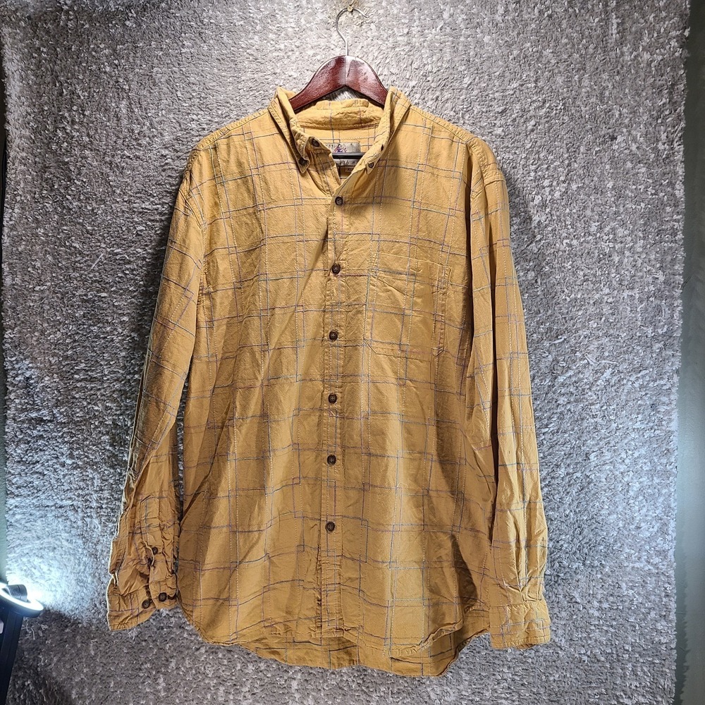 The Territory Ahead Heavy Cotton Shirt Yellow Mens Size XL Long Sleeve Button Up